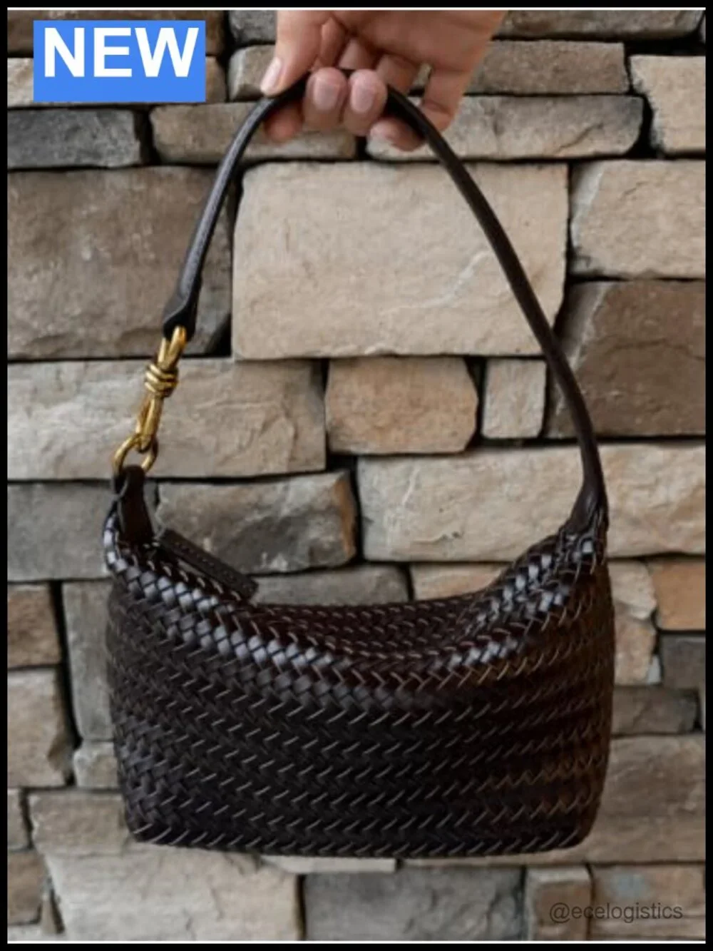 Woven Leather Shoulder Bag Two Straps Hobo Crossbody Travel Handbag